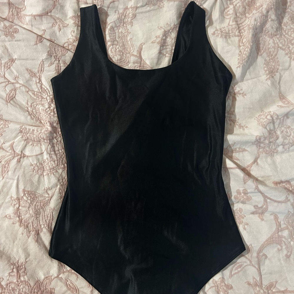 Elegant Black Satin Bodysuit